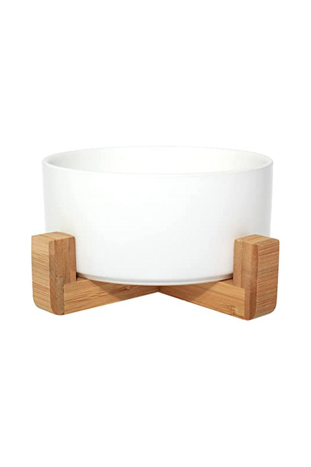 pet wiz Ceramic Bowl with Bamboo Stand for Dogs & Cats