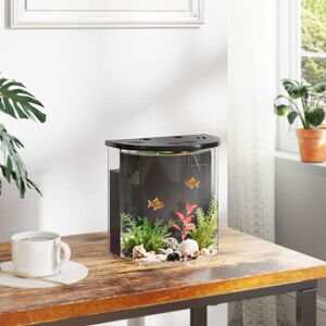 PAWHUT Fish Tank, 3L Nano Aquarium Starter Kit with Filter System, LED Light in Black Black PAWHUT Fish Tank, 3L Nano Aquarium Starter Kit with Filter System, LED Light in Black Black