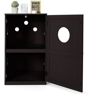 Costway 2-Tier Cat House Indoor Pet Crate Litter Box Enclosure Side Storage Cabinet in Brown Brown Costway 2-Tier Cat House Indoor Pet Crate Litter Box Enclosure Side Storage Cabinet in Brown Brown