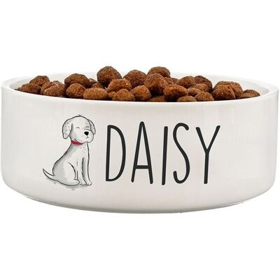 Personalised Memento Company Personalised Scribble Dog 14cm Medium Pet Bowl in White White Personalised Memento Company Personalised Scribble Dog 14cm Medium Pet Bowl in White White