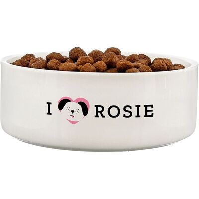 Personalised Memento Company Personalised I Love my Dog - Cute Design 14cm Medium Ceramic White Pet Bowl White Personalised Memento Company Personalised I Love my Dog - Cute Design 14cm Medium Ceramic White Pet Bowl White