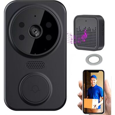 SPETLEK Wireless WiFi Video Doorbell Intercom Security in Black Black SPETLEK Wireless WiFi Video Doorbell Intercom Security in Black Black