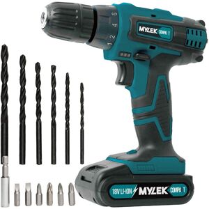 MYLEK 18V Cordless Li-ion Drill & Screwdriver Set With 13 Piece Accessory Kit in Blue Blue MYLEK 18V Cordless Li-ion Drill & Screwdriver Set With 13 Piece Accessory Kit in Blue Blue
