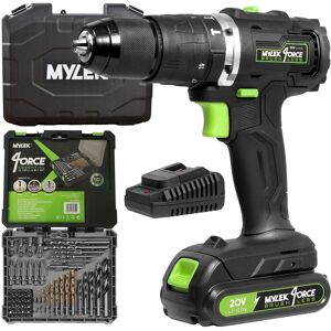 MYLEK Cordless Brushless Impact Hammer Drill 20V & 50 Piece Accessory Kit in Black Black MYLEK Cordless Brushless Impact Hammer Drill 20V & 50 Piece Accessory Kit in Black Black