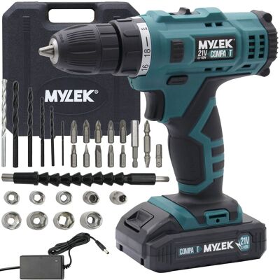 MYLEK 21V Cordless Drill Electric Li-ion Screwdriver Set in Blue Blue MYLEK 21V Cordless Drill Electric Li-ion Screwdriver Set in Blue Blue