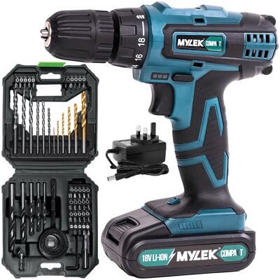 MYLEK - 18V VCB Drill Kit - 56-piece - Cordless - Drill kit MYLEK - 18V VCB Drill Kit - 56-piece - Cordless - Drill kit