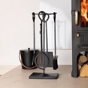 Charles Bentley Blackthorn Fireside Companion Set with Poker Tongs Coal Shovel Brush Tool Stand in Black Black Charles Bentley Blackthorn Fireside Companion Set with Poker Tongs Coal Shovel Brush Tool Stand in Black Black