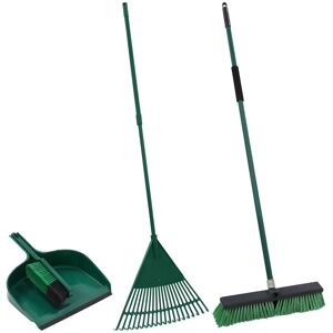 JVL Garden Clean Up Bundle: Includes Outdoor Broom, Dustpan & Brush & Telescopic Rake in Dark Green Dark Green JVL Garden Clean Up Bundle: Includes Outdoor Broom, Dustpan & Brush & Telescopic Rake in Dark Green Dark Green