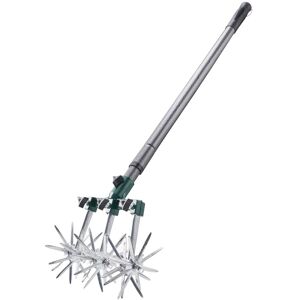 mysmartbuy Rolling Cultivator Garden Tool - 18 Offset Blades with Adjustable Telescopic Long Handled - Measures H128 x W16cm in Silver Silver mysmartbuy Rolling Cultivator Garden Tool - 18 Offset Blades with Adjustable Telescopic Long Handled - Measures H128 x W16cm in Silver Silver