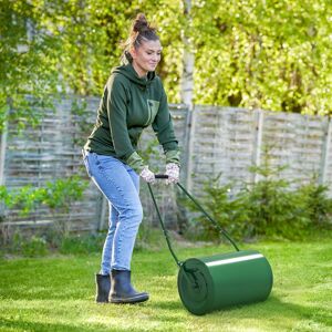 OUTSUNNY 63 L Lawn Roller Large Heavy Duty Metal Sand or Water Filled in Dark Green Dark Green OUTSUNNY 63 L Lawn Roller Large Heavy Duty Metal Sand or Water Filled in Dark Green Dark Green