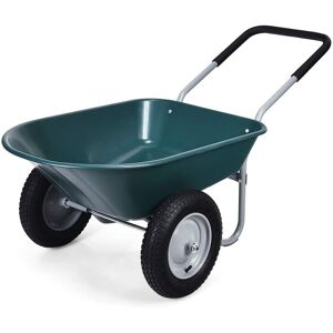 Costway Heavy Duty Plastic Two Wheeled Garden Yard Wheelbarrow Pneumatic Tyre 150KG in Green Green Costway Heavy Duty Plastic Two Wheeled Garden Yard Wheelbarrow Pneumatic Tyre 150KG in Green Green