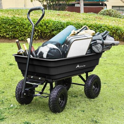 Alivio 75L Heavy-Duty Garden Tipping Wheelbarrow Cart with 10in Pneumatic Wheels in Black Black Alivio 75L Heavy-Duty Garden Tipping Wheelbarrow Cart with 10in Pneumatic Wheels in Black Black