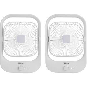Geepas Rechargeable Desk Cooling Fan 3 Speed 5-7h Runtime Pack of 2 in White White Geepas Rechargeable Desk Cooling Fan 3 Speed 5-7h Runtime Pack of 2 in White White