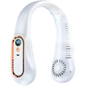 Leaper Portable Neck Fan Rechargeable Bladeless Mini 5-speed Neck Fan in White White Leaper Portable Neck Fan Rechargeable Bladeless Mini 5-speed Neck Fan in White White