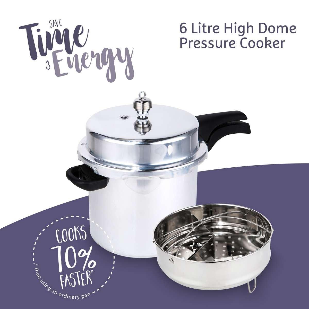 Prestige Pressure Cooker Large 6 Litre Aluminium, Safe & Fast Healthy Cooking