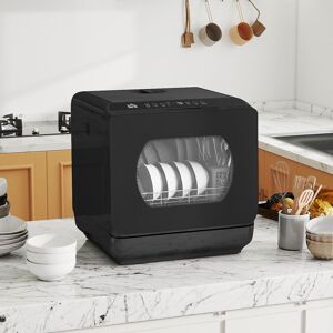 HOMCOM Worktop Dishwasher w/ 4 Place Settings 6 Programs in Black Black HOMCOM Worktop Dishwasher w/ 4 Place Settings 6 Programs in Black Black