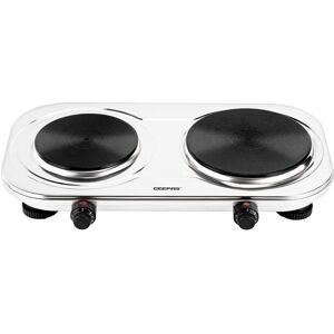 Geepas Double Hot Plate Electric Cooker Portable Powerful Table Top Hob 2500W in Silver Silver Geepas Double Hot Plate Electric Cooker Portable Powerful Table Top Hob 2500W in Silver Silver