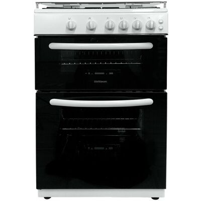 Statesman Double Oven Gas Cooker with Glass Lid in White White Statesman Double Oven Gas Cooker with Glass Lid in White White