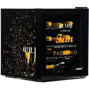 Husky Mini Fridge Prosecco Design in Black Black Husky Mini Fridge Prosecco Design in Black Black