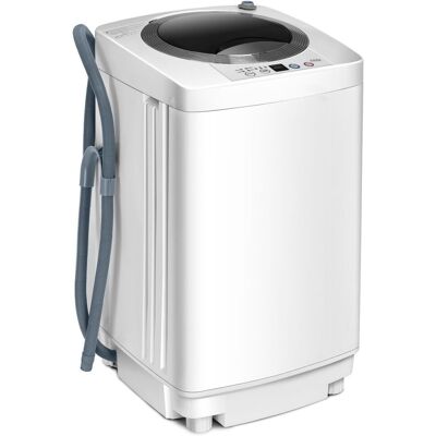 Gymax Portable Full-Automatic Washing Machine Top Load 2 in 1 Laundry Washer in White White Gymax Portable Full-Automatic Washing Machine Top Load 2 in 1 Laundry Washer in White White