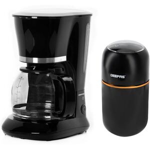 Geepas 1.5L Filter Coffee Machine & Coffee Grinder 80g Capacity Combo Set in Black Black Geepas 1.5L Filter Coffee Machine & Coffee Grinder 80g Capacity Combo Set in Black Black