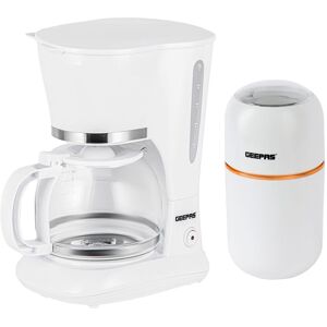 Geepas 1.5L Filter Coffee Machine & Coffee Grinder 80g Capacity Combo Set in White White Geepas 1.5L Filter Coffee Machine & Coffee Grinder 80g Capacity Combo Set in White White