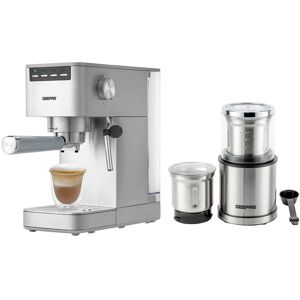 Geepas 15-Bar Espresso & Cappuccino Coffee Machine & 200W Coffee Grinder Combo Set in Silver Silver Geepas 15-Bar Espresso & Cappuccino Coffee Machine & 200W Coffee Grinder Combo Set in Silver Silver