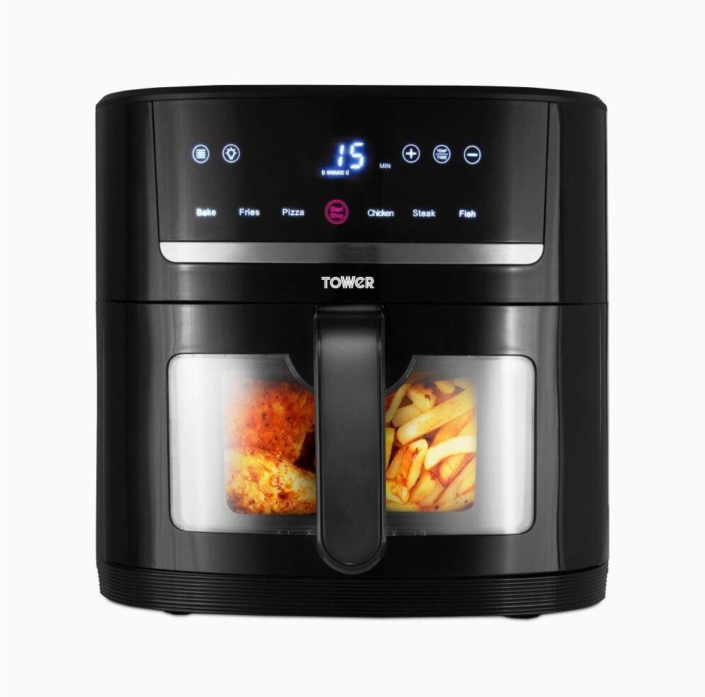 Tower 4L Vortx SpaceSaver Air Fryer Black Digital with Window