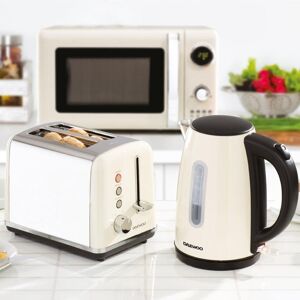Daewoo 1.7L ‘Kensington' Matching Jug Kettle & 2-Slice Toaster Set Pack in Cream Cream Daewoo 1.7L ‘Kensington' Matching Jug Kettle & 2-Slice Toaster Set Pack in Cream Cream