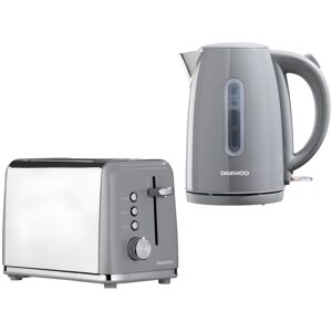 Daewoo 1.7L ‘Kensington' Matching Jug Kettle & 2-Slice Toaster Set Pack in Grey Grey Daewoo 1.7L ‘Kensington' Matching Jug Kettle & 2-Slice Toaster Set Pack in Grey Grey