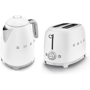 Smeg Kettle 1.7L 3Kw & 2 Slice Toaster, 50's Style Retro Range in Matte White White Smeg Kettle 1.7L 3Kw & 2 Slice Toaster, 50's Style Retro Range in Matte White White