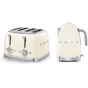 Smeg TSF03, KLF04 4-Slice Toaster & 1.7L Variable Temperature Kettle Set in Cream Cream Smeg TSF03, KLF04 4-Slice Toaster & 1.7L Variable Temperature Kettle Set in Cream Cream