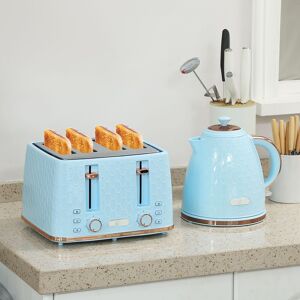 HOMCOM 1.7L Kettle & Toaster Set with Defrost Reheat & Crumb Tray in Light Blue Light Blue HOMCOM 1.7L Kettle & Toaster Set with Defrost Reheat & Crumb Tray in Light Blue Light Blue