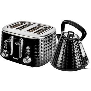 Geepas "Argyle" Matching 1.5L Cordless Jug Kettle & 4 Slice Toaster Set in Black Black Geepas "Argyle" Matching 1.5L Cordless Jug Kettle & 4 Slice Toaster Set in Black Black