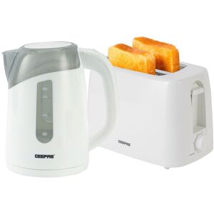 Geepas 2 Slice Toaster & 1.7L Illuminating Electric Kettle Set in White White Geepas 2 Slice Toaster & 1.7L Illuminating Electric Kettle Set in White White