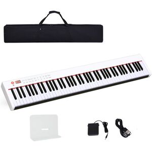 Costway Portable 88 Keys Digital Piano Electronic Keyboard with Full-Size Weighted Keys in White White Costway Portable 88 Keys Digital Piano Electronic Keyboard with Full-Size Weighted Keys in White White