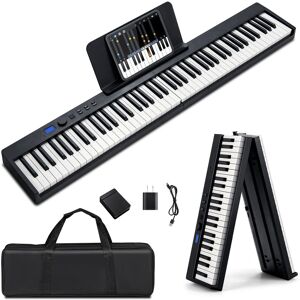 Costway 88-Key Foldable Digital Piano Full-size Semi Weighted Electronic Keyboard in Black Black Costway 88-Key Foldable Digital Piano Full-size Semi Weighted Electronic Keyboard in Black Black