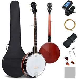 Costway 5-string Banjo 39" Full Size Banjo w/ 24 Bracket Remo Head Geared 5th Tuner in Black Black Costway 5-string Banjo 39" Full Size Banjo w/ 24 Bracket Remo Head Geared 5th Tuner in Black Black