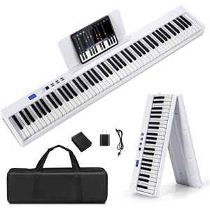 Costway 88 Keys Foldable Digital Piano Full size Semi Weighted Electronic Keysboard in White White Costway 88 Keys Foldable Digital Piano Full size Semi Weighted Electronic Keysboard in White White