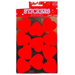 Amscan Heart Sticker Sheet (Pack of 3) in Red Red Amscan Heart Sticker Sheet (Pack of 3) in Red Red