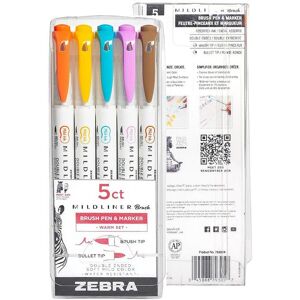 Zebra MILDLINER BRUSH HIGHLIGHTER 5PK WALLET(WARM) Multicolor Zebra MILDLINER BRUSH HIGHLIGHTER 5PK WALLET(WARM) Multicolor