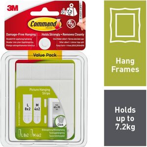 3M CLAW Command White Medium & Large Picture Hanging Strips Value Pack 17209 White 3M CLAW Command White Medium & Large Picture Hanging Strips Value Pack 17209 White