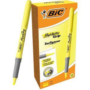Bic Briteliner Grip Highlighter Pen Yellow - Pack of 12 Multicolor Bic Briteliner Grip Highlighter Pen Yellow - Pack of 12 Multicolor