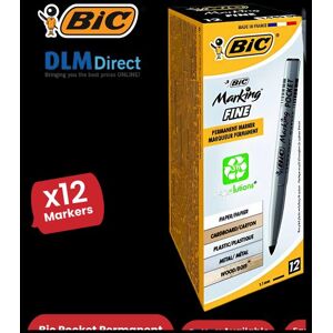 Bic Pocket Permanent Black Bullet Tip Marker (Pack of 12) 8209021 Multicolor Bic Pocket Permanent Black Bullet Tip Marker (Pack of 12) 8209021 Multicolor