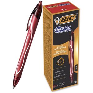 Bic Gel-ocity Quick Dry Med Rollerball Red PK12 Multicolor Bic Gel-ocity Quick Dry Med Rollerball Red PK12 Multicolor