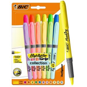 Bic Highlighter Grip Assorted PK12 Multicolor Bic Highlighter Grip Assorted PK12 Multicolor