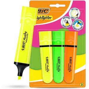 Bic Highlighter Flat - Assorted Neon - Blister pack of 3 Multicolor Bic Highlighter Flat - Assorted Neon - Blister pack of 3 Multicolor