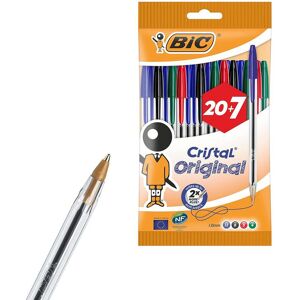Bic Cristal Original Ballpoint Pens Medium Point (1.0 mm) Assorted Colours, Pouch of 20+7 Multicolor Bic Cristal Original Ballpoint Pens Medium Point (1.0 mm) Assorted Colours, Pouch of 20+7 Multicolor