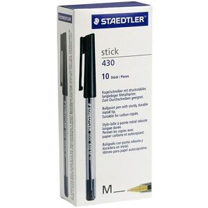 Staedtler Stick 430 M-9 Ballpoint Pen Medium - Black - Pack of 10 Multicolor Staedtler Stick 430 M-9 Ballpoint Pen Medium - Black - Pack of 10 Multicolor