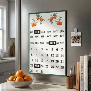 Orsina Fruits Magnetic Calendar, Orange Grove Illustration With Changeable Tiles, Reusable Metal Calendar Multicolor Orsina Fruits Magnetic Calendar, Orange Grove Illustration With Changeable Tiles, Reusable Metal Calendar Multicolor